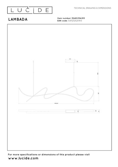 Lucide LAMBADA - Pendant light - LED Dim. - 1x47W 2700K - Champagne Color - Premium